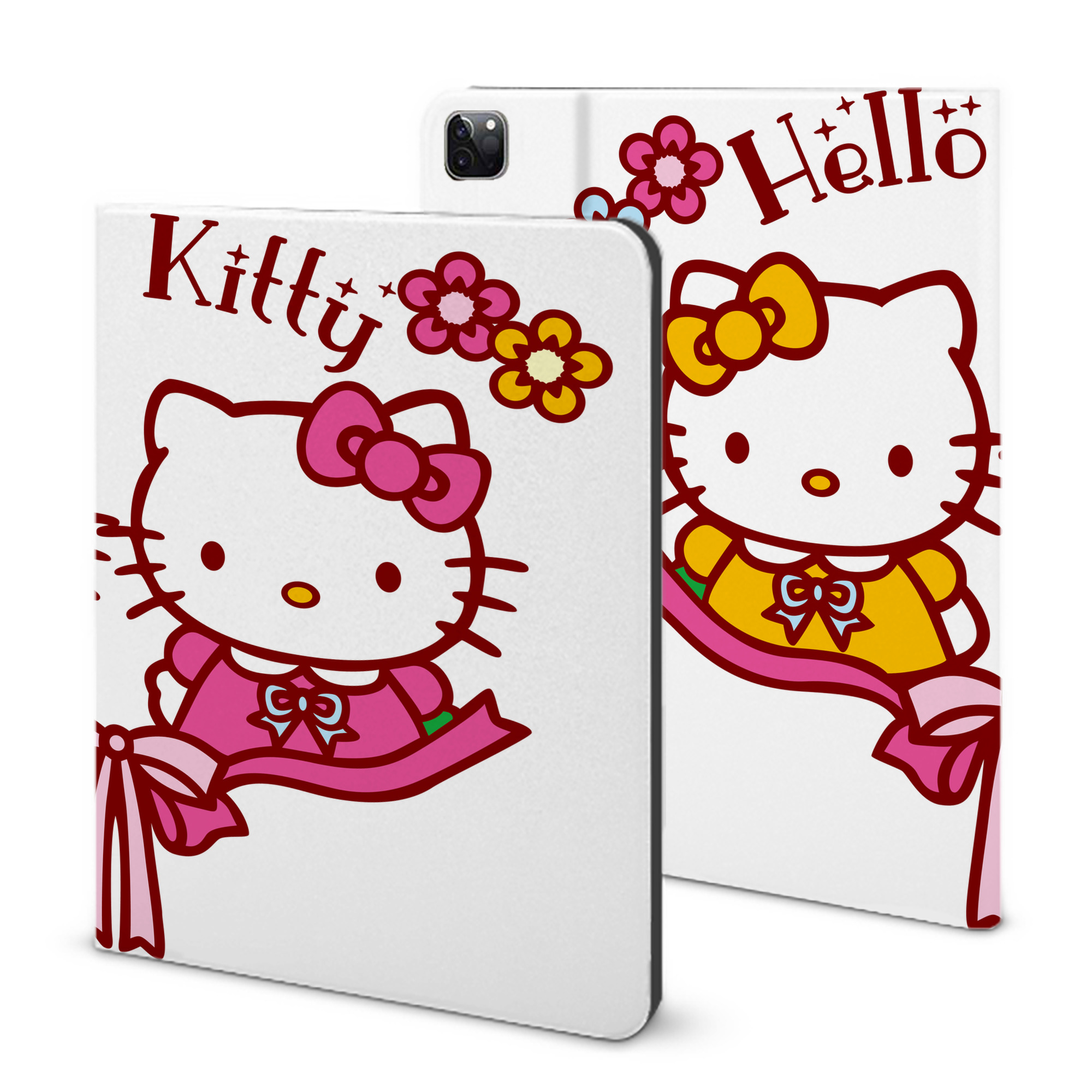（画像用） Hello Kitty ハローキティ IPad ケース ブック型 PUレザー TPU 耐衝撃 軽量 薄型 ペン収納なし 全面保護 IPad 各モデル対応